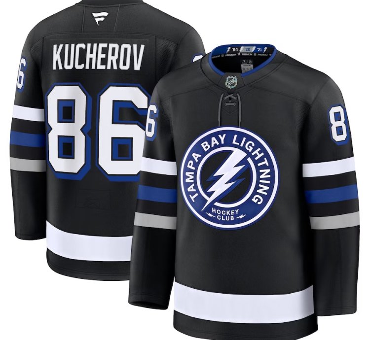 Tampa Bay Lightning 86 Nikita Kucherov Alternate Premium Jersey Black