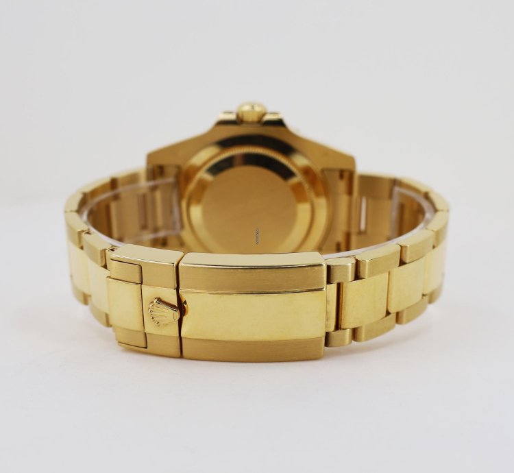 Rolex Gmt-master Ii 18k Yellow Gold Black Bezel Green Dial Oyster Band