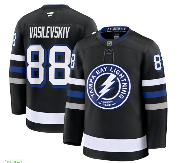 Tampa Bay Lightning 88 Andrei Vasilevskiy Alternate Premium Jersey Black