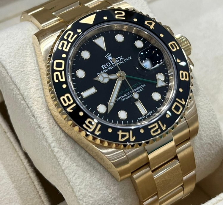 Rolex Gmt-master Ii 2018 Yellow Gold Gmt-master Ii Black Dial Discontinued Unworn Box And Papers 116718ln