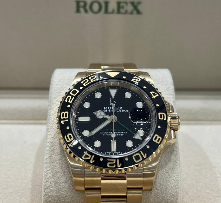 Rolex Gmt-master Ii 2018 Yellow Gold Gmt-master Ii Black Dial Discontinued Unworn Box And Papers 116718ln