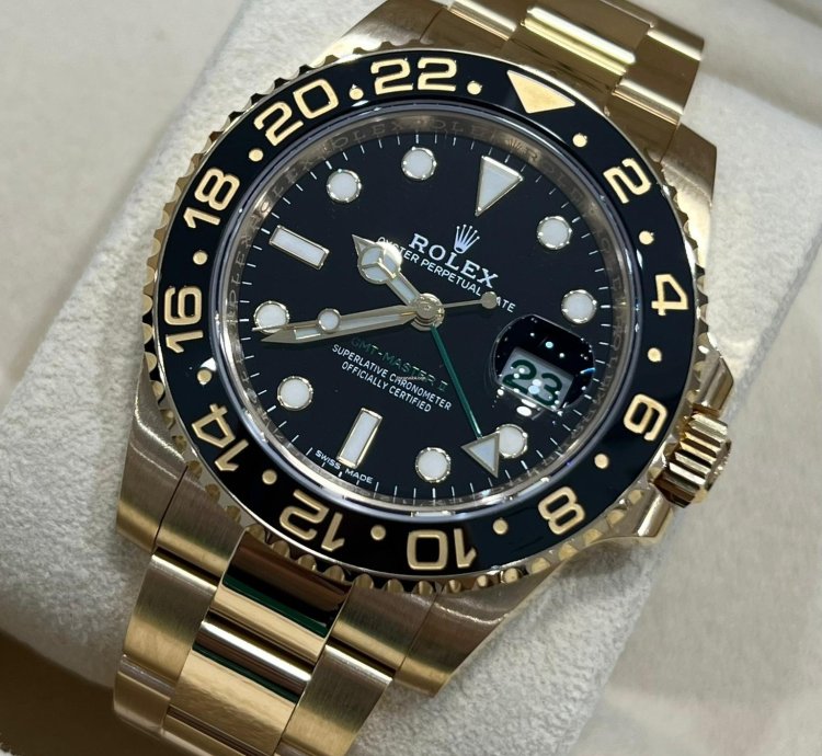 Rolex Gmt-master Ii 2018 Yellow Gold Gmt-master Ii Black Dial Discontinued Unworn Box And Papers 116718ln