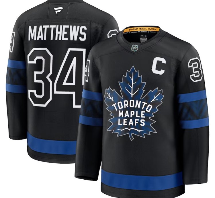 Toronto Maple Leafs 34 Auston Matthews Captain Patch Alternate Jersey Black