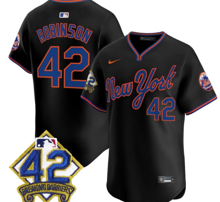 Jackie Robinson Jersey 42 New York Mets 2025 Road Alternate Stitched Black