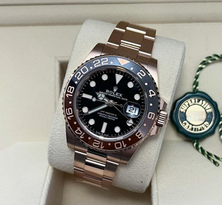 Rolex Gmt-master Ii 2021 Rose Gold Gmt-master Ii Root Beer Unworn 126715chnr Box And Papers