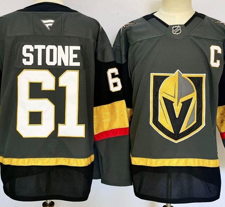 Mens Mark Stone Jersey 61 Vegas Golden Knights Grey All Stitched