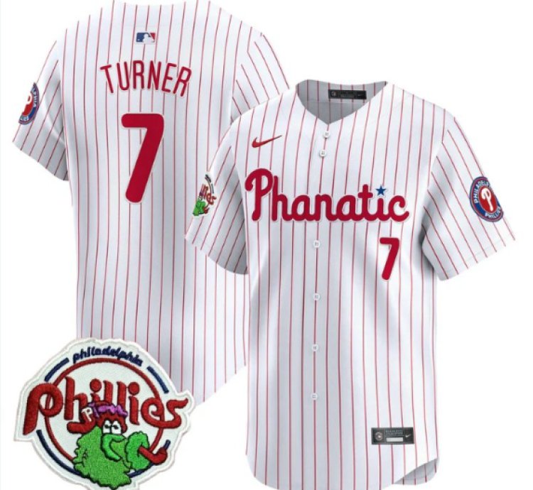 Trea Turner Jersey 7 Phillies Phanatic Patch Vapor Premier Limited Stitched White Pinstripe
