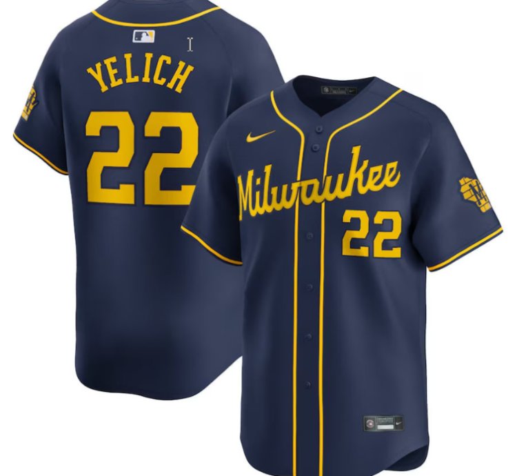 Christian Yelich Jersey 22 Milwaukee Brewers Home Patch Navy Vapor Premier Limited Stitched