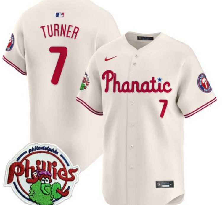 Trea Turner Jersey 7 Phillies Phanatic Patch Vapor Premier Limited Stitched Cream