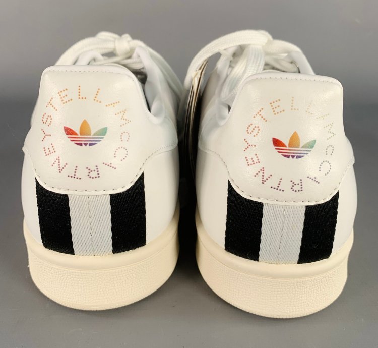 Adidas Stella Mccartney White Multi Color Leather Stars Lace-up Low Top Sneakers