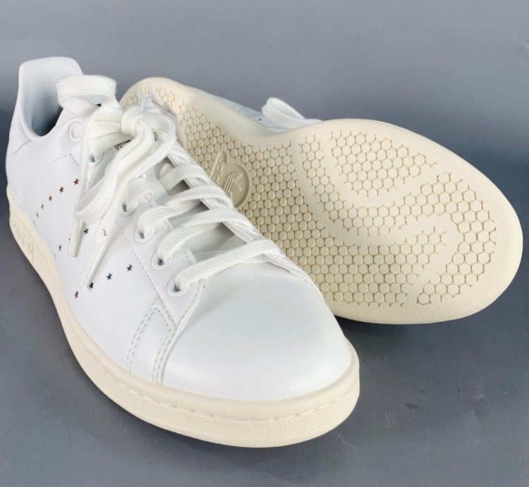 Adidas Stella Mccartney White Multi Color Leather Stars Lace-up Low Top Sneakers