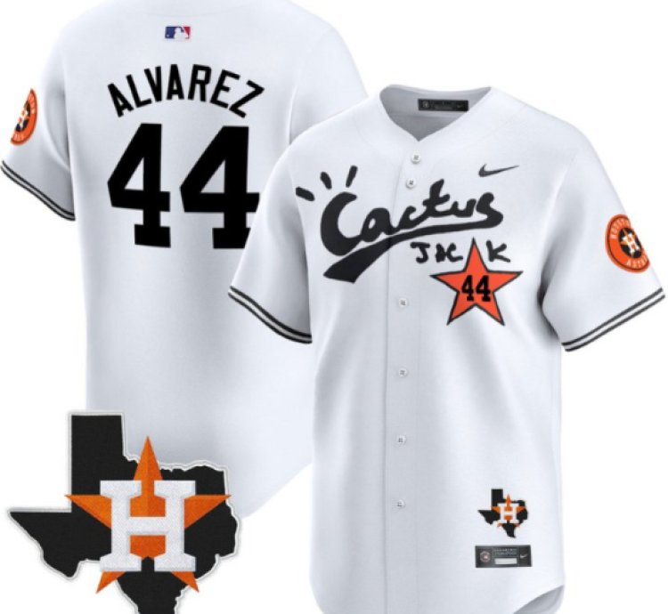 Yordan Alvarez 44 Houston Astros Cactus Jack Houston Patch Limited Jersey White