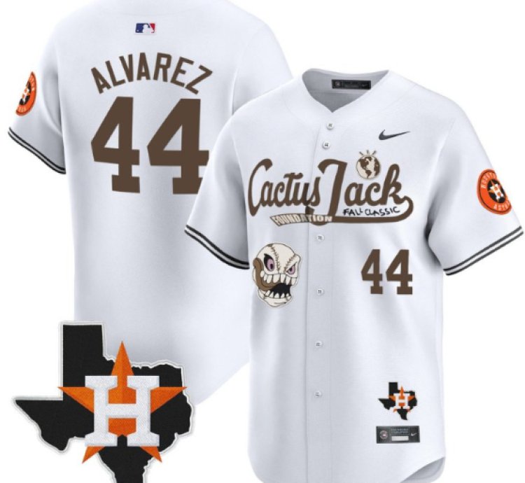 Yordan Alvarez 44 Houston Astros Cactus Jack Foundation Fall Classic Limited Jersey White