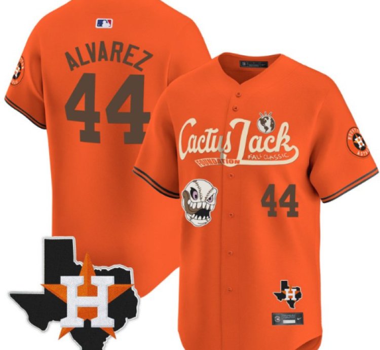 Yordan Alvarez 44 Houston Astros Cactus Jack Foundation Fall Classic Limited Jersey Orange