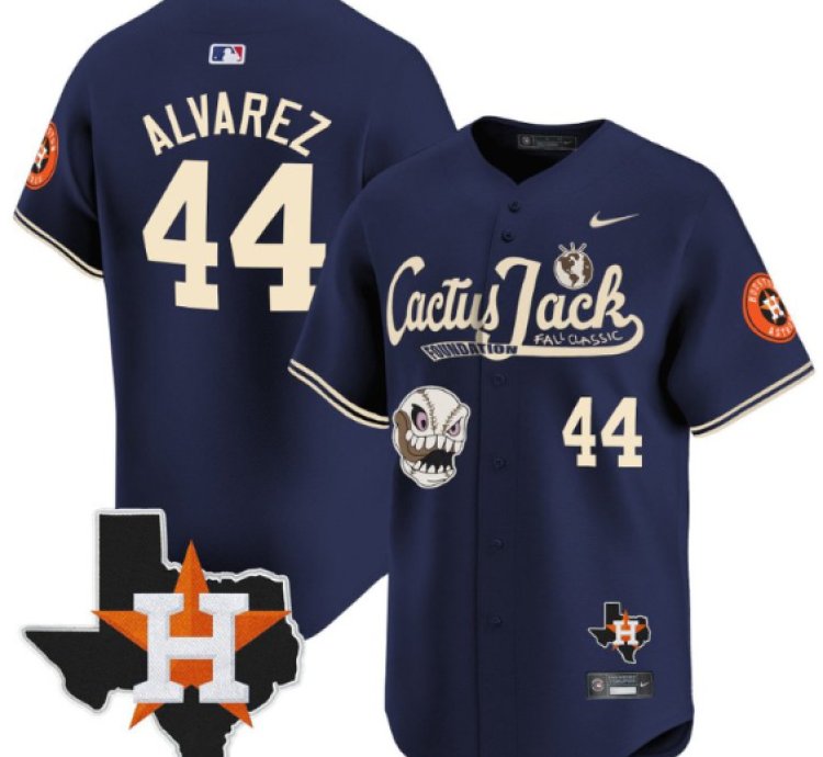Yordan Alvarez 44 Houston Astros Cactus Jack Foundation Fall Classic Limited Jersey Navy