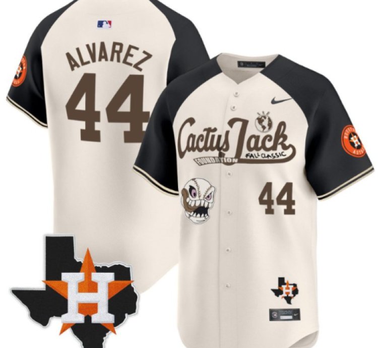 Yordan Alvarez 44 Houston Astros Cactus Jack Foundation Fall Classic Limited Jersey Cream Alternate