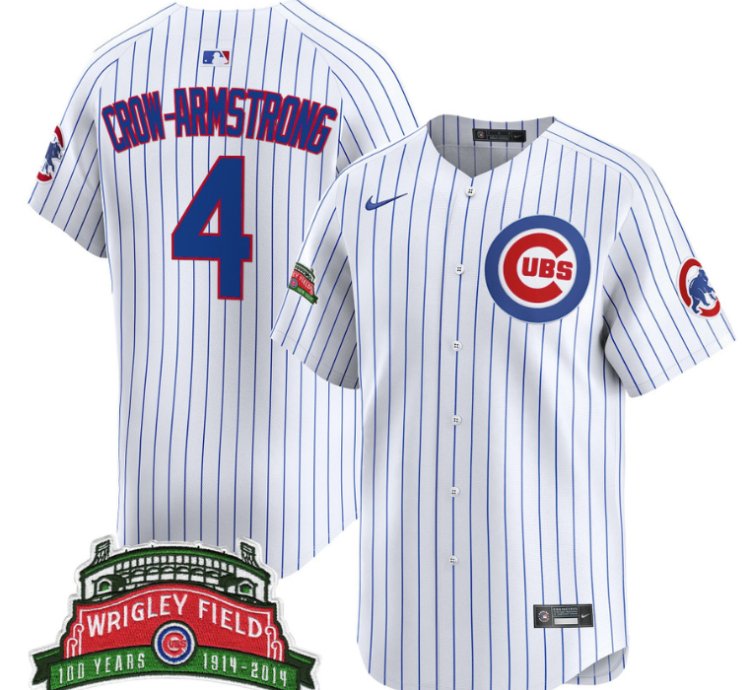 Pete Crow-armstrong Jersey 4 Chicago Cubs Wrigley Field Style Premier Limited Stitched Pinstripe