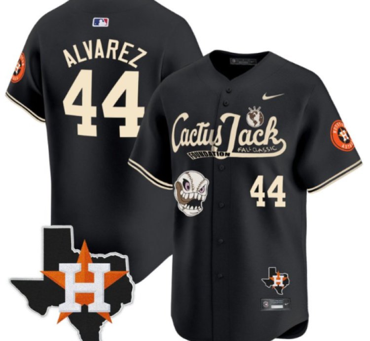 Yordan Alvarez 44 Houston Astros Cactus Jack Foundation Fall Classic Black Limited Jersey