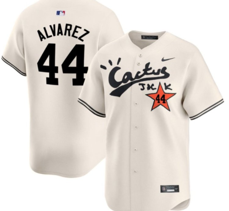 Yordan Alvarez 44 Houston Astros Cactus Jack Cream Jersey V2