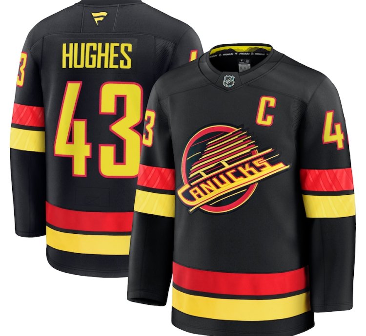 Vancouver Canucks 43 Quinn Hughes Alternate Jersey Black