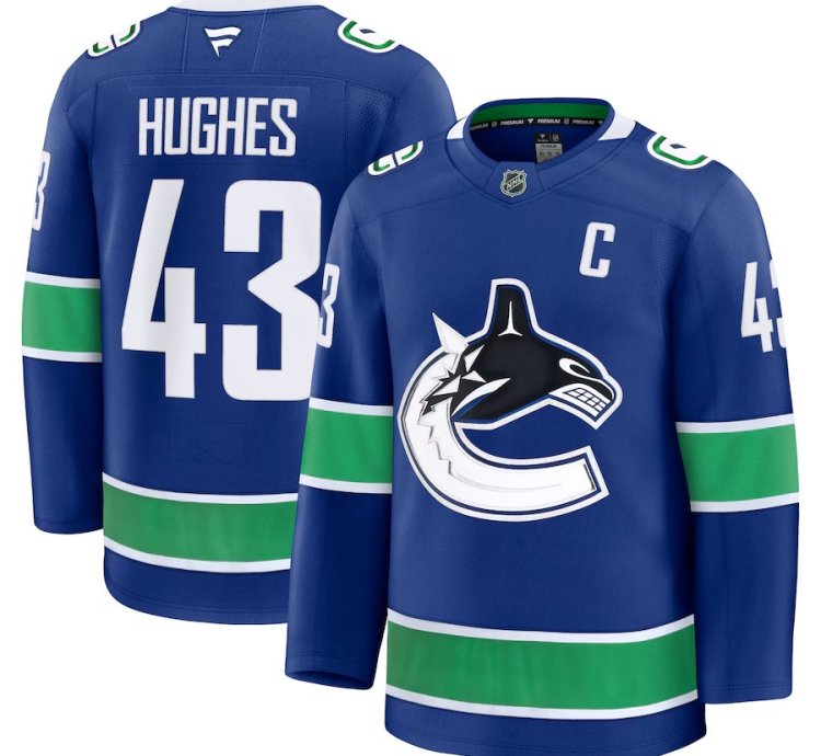 Vancouver Canucks 43 Quinn Hughes Home Jersey Blue