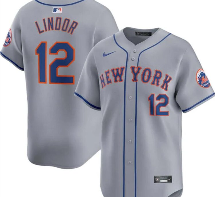 New York Mets 12 Francisco Lindor Jersey Stitched Grey