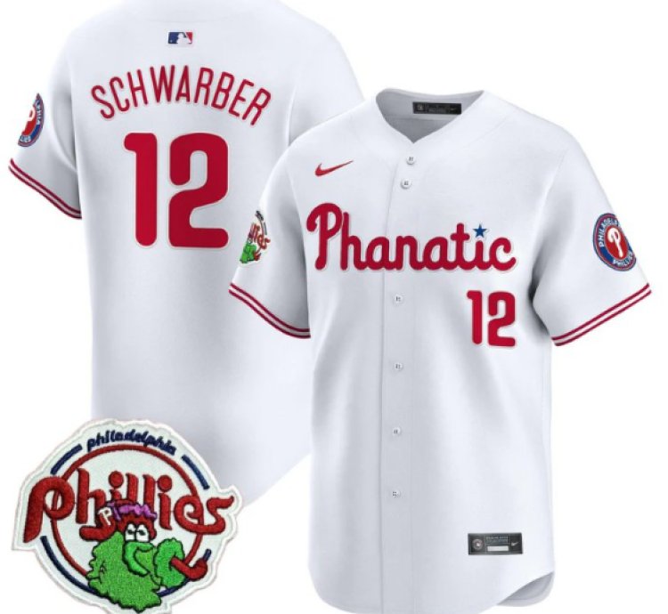 Kyle Schwarber Jersey 12 Phillies Phanatic Patch Vapor Premier Limited Stitched White