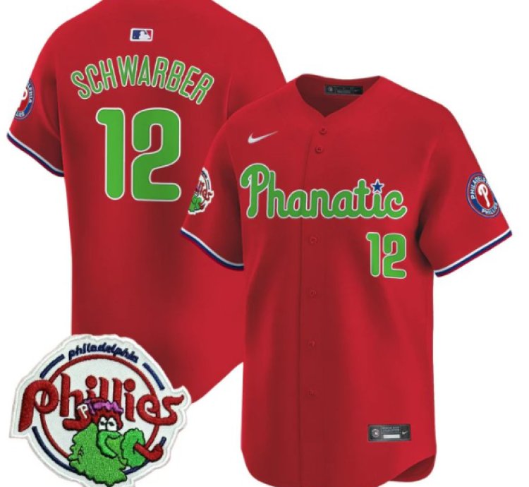 Kyle Schwarber Jersey 12 Phillies Phanatic Patch Vapor Premier Limited Stitched Red