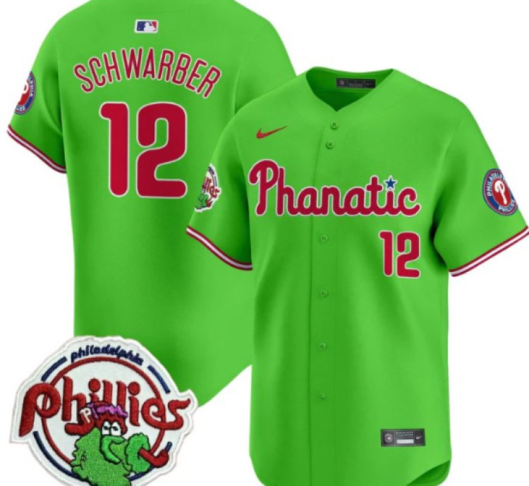 Kyle Schwarber Jersey 12 Phillies Phanatic Patch Vapor Premier Limited Stitched Green