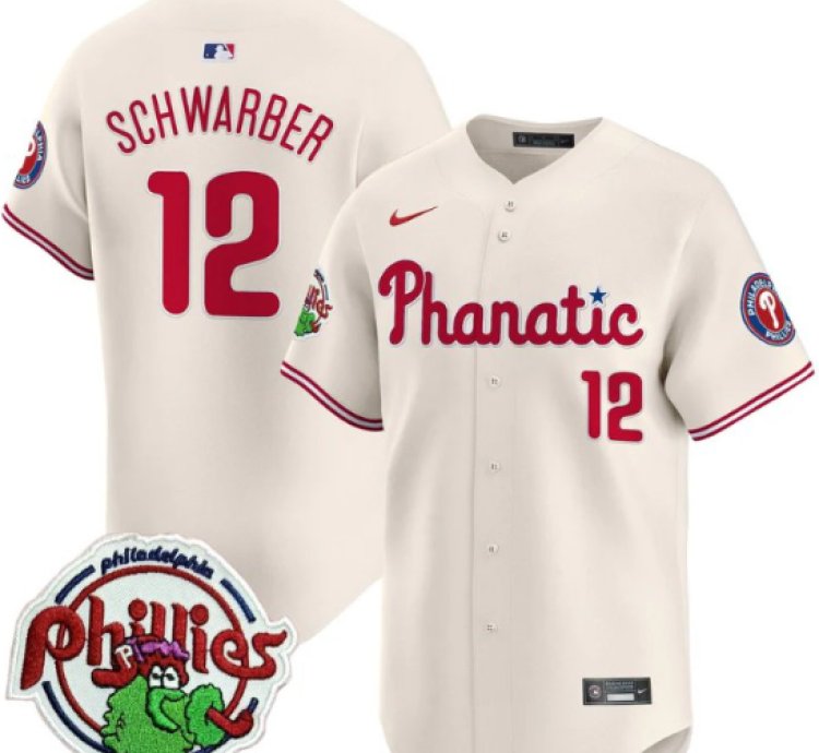 Kyle Schwarber Jersey 12 Phillies Phanatic Patch Vapor Premier Limited Stitched Cream