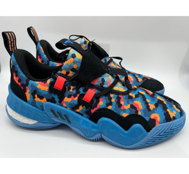 Adidas Trae Young 1 Pixel Black Blue Multi Men Size 12