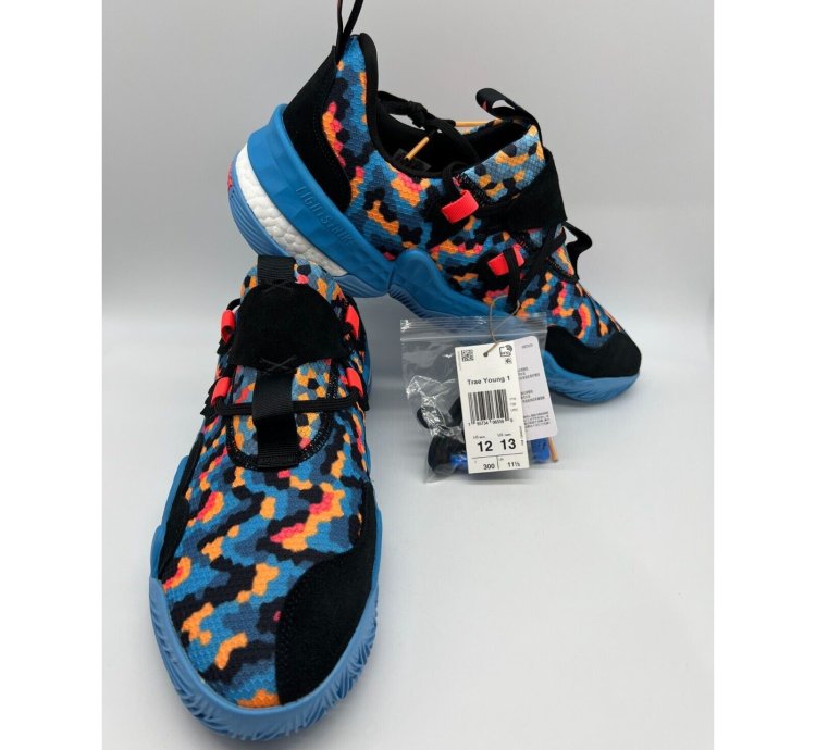 Adidas Trae Young 1 Pixel Black Blue Multi Men Size 12