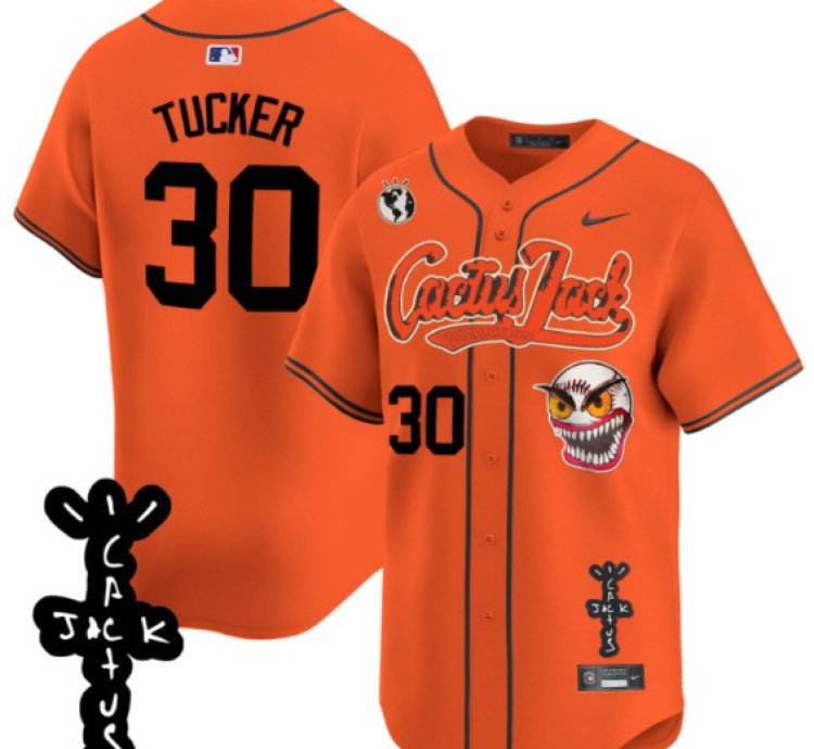 Kyle Tucker 30 Houston Astros Cactus Jack Patch V2 Men Jersey - Orange