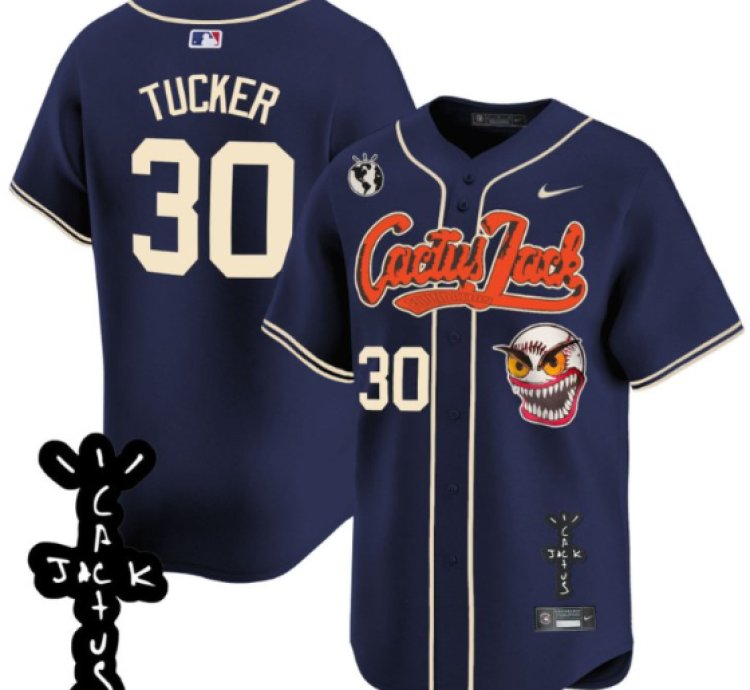 Kyle Tucker 30 Houston Astros Cactus Jack Patch V2 Men Jersey - Navy