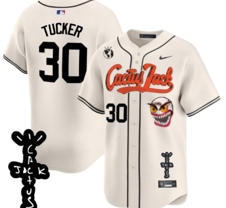 Kyle Tucker 30 Houston Astros Cactus Jack Patch V2 Men Jersey - Cream