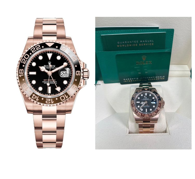 Rolex Gmt-master Ii 40mm 18k Rose Gold Rootbeer Oyster Bracelet 126715chnr