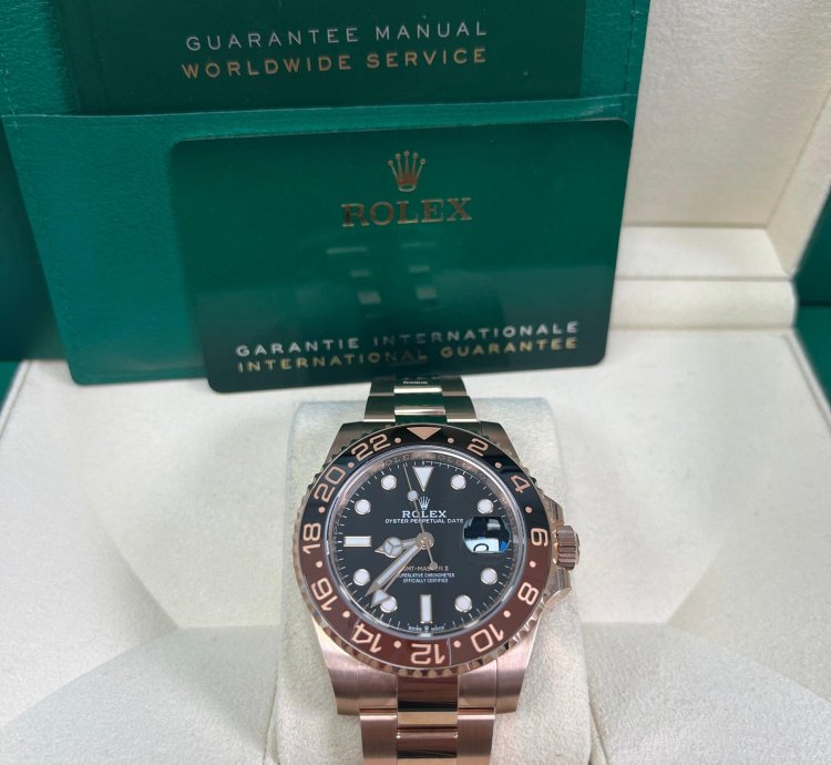 Rolex Gmt-master Ii 40mm 18k Rose Gold Rootbeer Oyster Bracelet 126715chnr