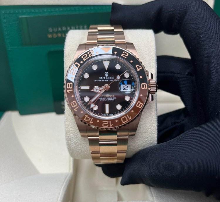 Rolex Gmt-master Ii 40mm 18k Rose Gold Rootbeer Oyster Bracelet 126715chnr