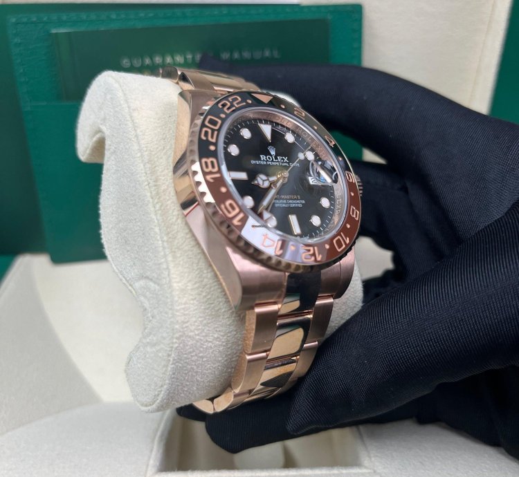 Rolex Gmt-master Ii 40mm 18k Rose Gold Rootbeer Oyster Bracelet 126715chnr