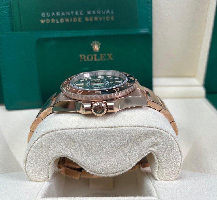 Rolex Gmt-master Ii 40mm 18k Rose Gold Rootbeer Oyster Bracelet 126715chnr