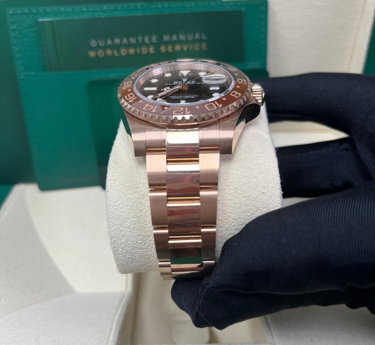 Rolex Gmt-master Ii 40mm 18k Rose Gold Rootbeer Oyster Bracelet 126715chnr