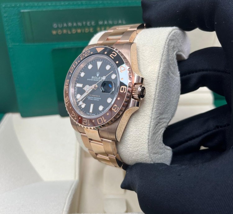 Rolex Gmt-master Ii 40mm 18k Rose Gold Rootbeer Oyster Bracelet 126715chnr