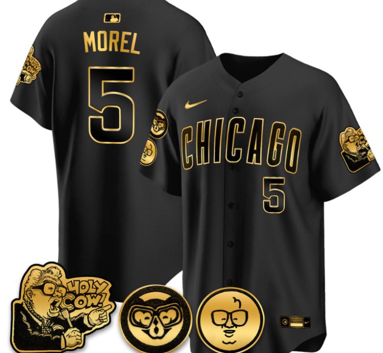 Christopher Morel Jersey 5 Chicago Cubs Harry Caray Holy Cow Patch Premier Limited Stitched Black Gold