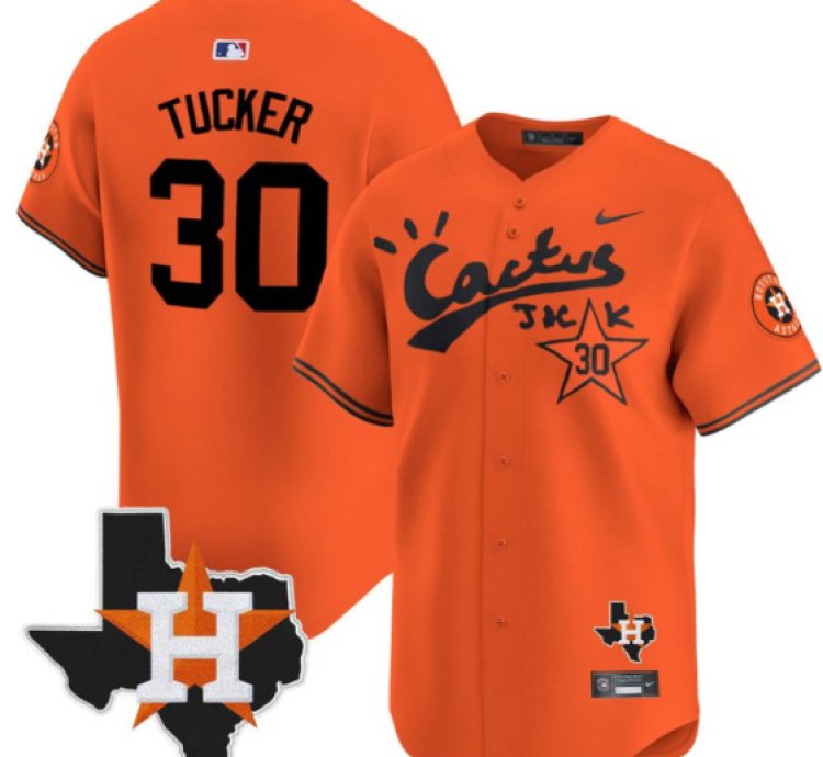 Kyle Tucker 30 Houston Astros Cactus Jack Houston Patch Orange Limited Jersey