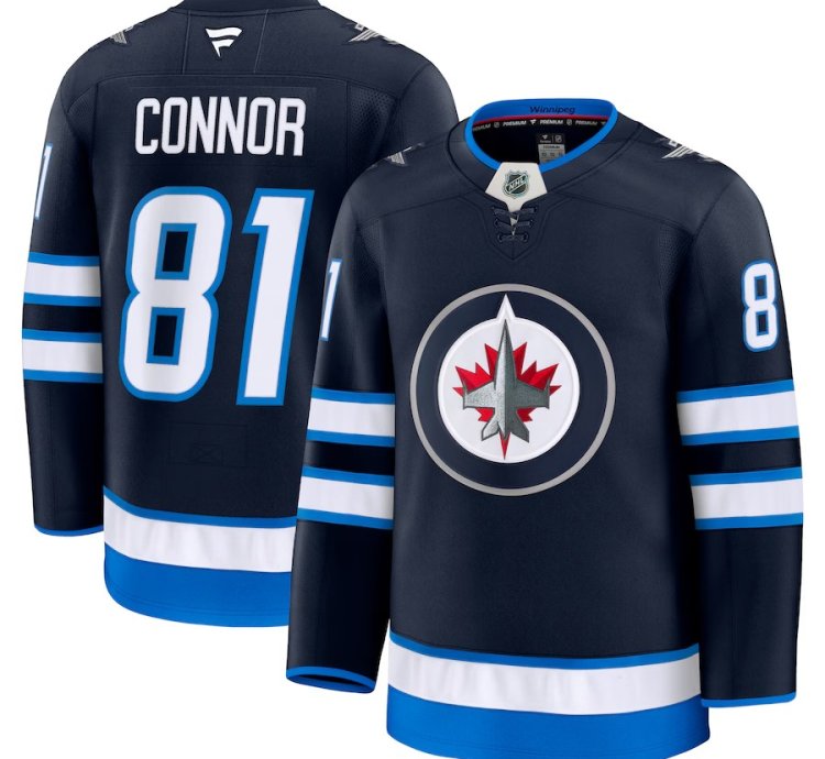 Winnipeg Jets 81 Kyle Connor Home Premium Jersey Navy