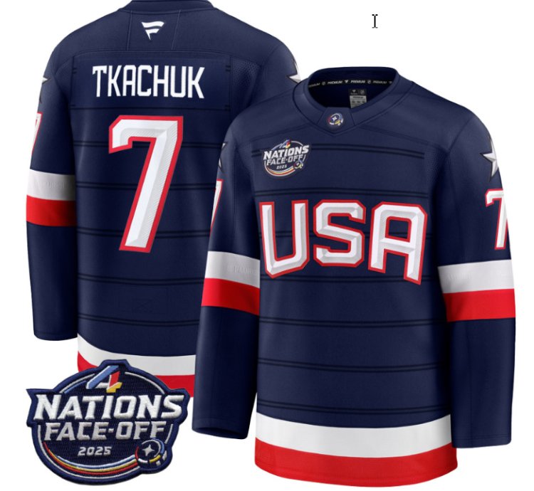 Mens Brady Tkachuk Jersey 7 Usa Navy 2025 4 Nations Face-off Stitched