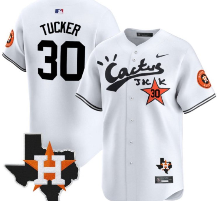Kyle Tucker 30 Houston Astros Cactus Jack Houston Patch Limited Jersey White