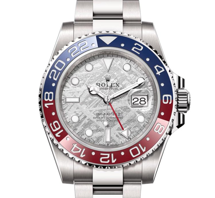 Rolex Gmt-master Ii 40mm Ceramic Pepsi Bezel 18k White Gold Meteorite Dial
