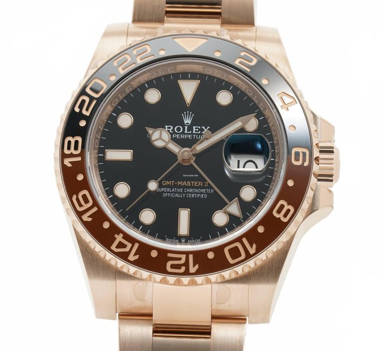 Rolex Gmt-master Ii 40mm Rootbeer 18k Rose Gold And Ceramic Bezel