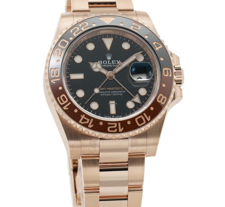 Rolex Gmt-master Ii 40mm Rootbeer 18k Rose Gold And Ceramic Bezel